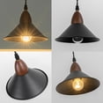 thumbnail image 3 of FSLiving Adjustable Height J-Type Track Pendangt Light with E26 Walnut Base & Black Metal Shade 7",Vintage Lamp for Home Kitchen Farmhouse,Customizable - 1 Light, 3 of 8