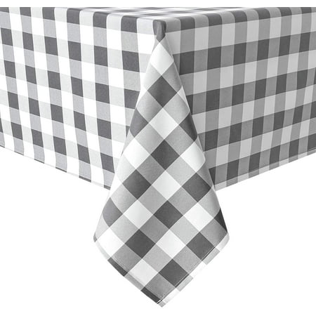 

Hiasan Buffalo Plaid Tablecloth Square 60 x 60 Inches - Waterproof & Washable Polyester Fabric Checkered Table Cover for Dining Outdoor Picnic and Party (Grey and White)