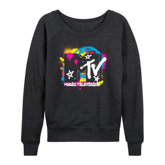 MTV Logo - Spray Paint - Women's French Terry Long Sleeve Pullover