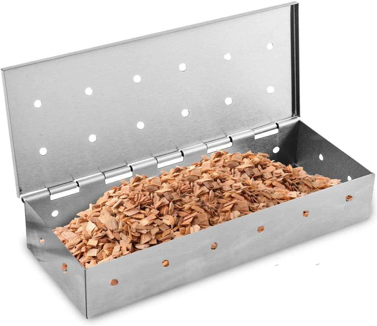 Mockins Stainless Steel BBQ Smoker Box for Grilling Barbecue Wood Chips On Ga... 