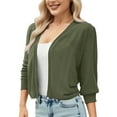thumbnail image 3 of Babcutegg Cardigan Sweaters for Women 3/4 Sleeve Lightweight Soild Color Elegant Clothes for Women Army Green, 3 of 10
