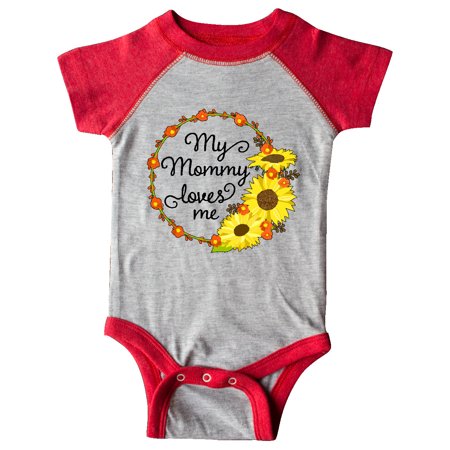 

Inktastic My Mommy Loves Me with Sunflower Wreath Gift Baby Boy or Baby Girl Bodysuit