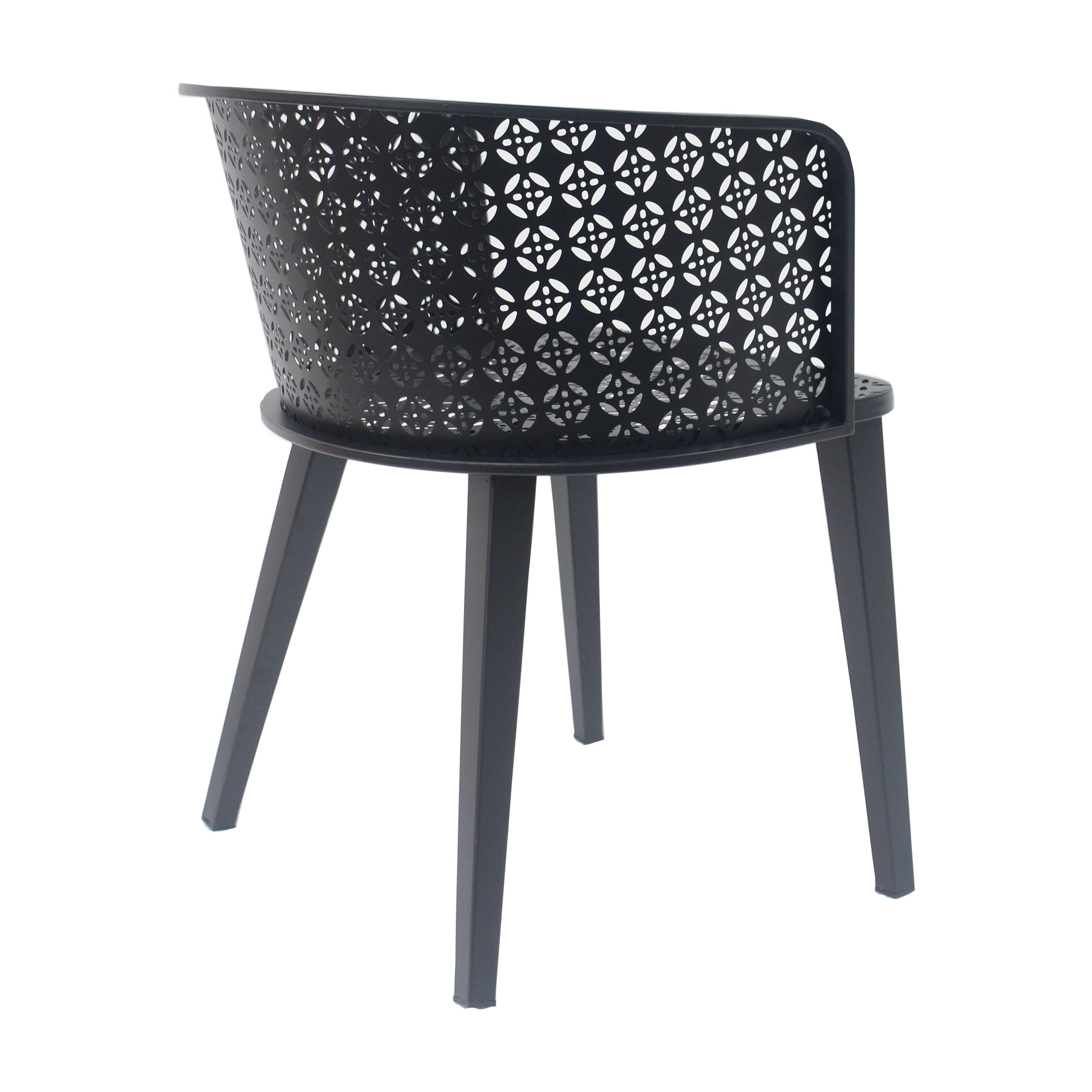 Outdoor Iron Frame Patio Dining Chairs Set of 2 for Garden Deck, Black