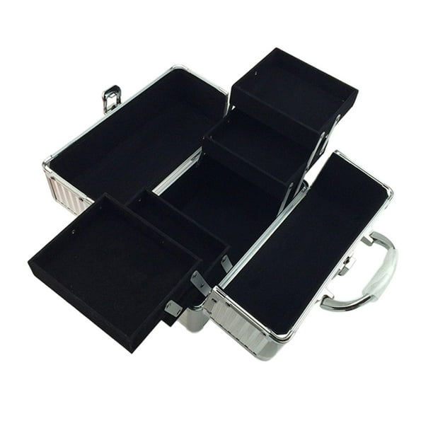 Estuche de maquillaje, bolsa de maquillaje portátil, equipaje de mano multifunción, caja de herramientas cosmética portátil, caja de almacenamiento de argén