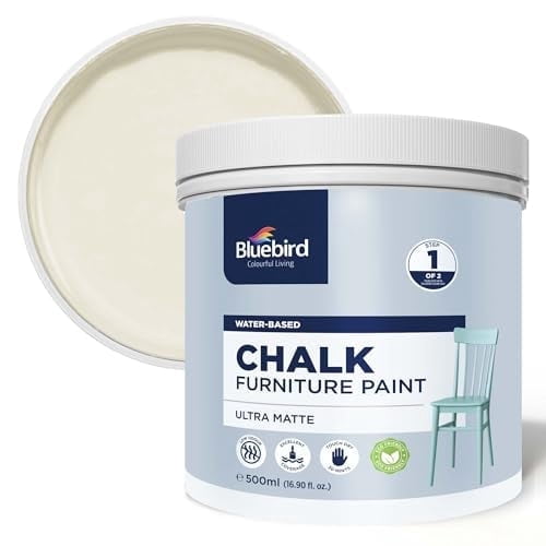 BLUEBIRD Chalk Furniture Paint - 500 ML / 16.9 fl oz for Furniture, Home Décor, Cabinets, and More (Antique White)