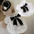 thumbnail image 2 of Dog Dress with Black Bowknot Tie, Dog Clothes Faux Pearl Cute Pet Vest Puppy Sleeveless Yarn Clothes, Cute Doggie Summer Outits, 2 of 7