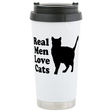 Regal Stainless CafePress - Real Men Love Cat - Stainless Steel Travel Mug, Insulated 16 oz. Coffee Tumbler ()
