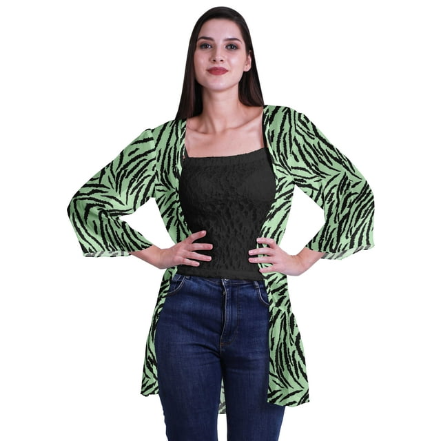 Moomaya Viscose Georgette Printed Short Shrug Long Sleeves Cardigans For Women