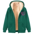 thumbnail image 2 of nerohusy Womens Fleece Zip Up Jackets for Women Sherpa Lined Hooded Sweatshirt Winter Warm Thermal Hoodie Soft Comfy Casual Heavyweight Coats 2024 Green,M, 2 of 4