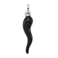 thumbnail image 1 of Sterling Silver Black Enamel Italian Horn Pendant, 1 of 2
