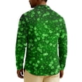thumbnail image 6 of Men's St. Patrick's Day Shamrock Plaid Polo Collar Long Sleeve Pullover Top, 6 of 6