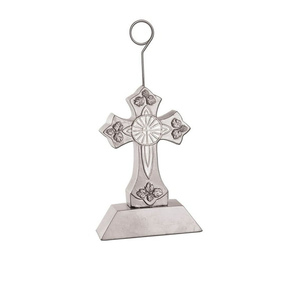 Beistle 6 oz. Cross Photo/Balloon Holder; Silver 3/Pack 50859-S