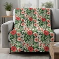 thumbnail image 2 of Tropical Botanical Blanket Soft Cozy Warm Twin Blanket for Bed, Plush Fuzzy Flannel Fleece Blankets for Sofa, Summer Red Pink Floral Botanical Throw Blankets for Couch, Gifts for Men, 60"x80", 2 of 9