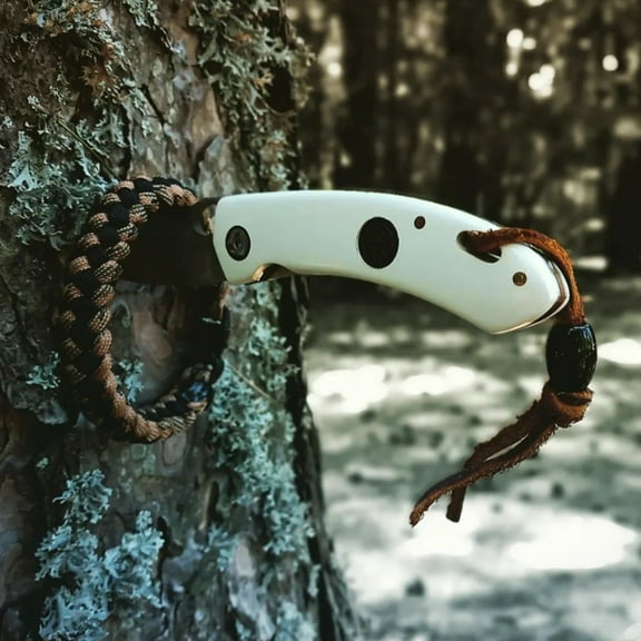 Kam Knife - Folding Knife BÖHLER Stainless Steel N690 with 3.14" Blade EDC Knife; White Handle Camping Knife; Small Hunting Knife Perfect for Outdoors and Hiking