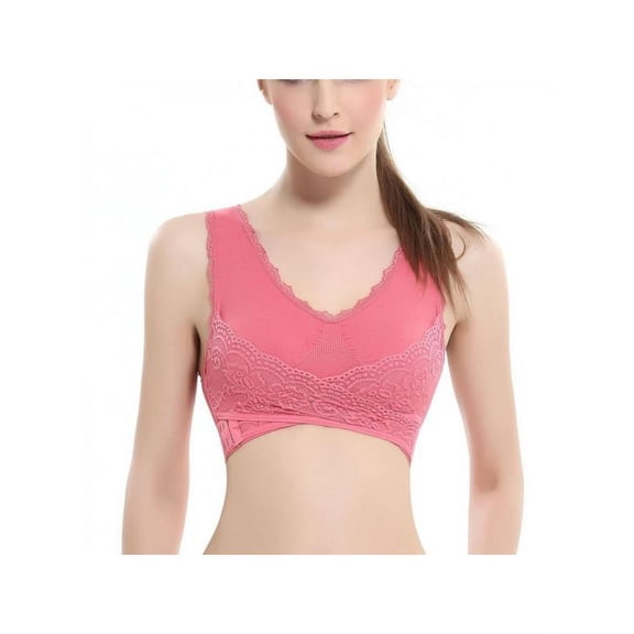 Women's Plus Size Front Closure Sports Bra,Wireless Sleep Underwear