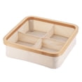 thumbnail image 6 of Square Foldable Storage Basket with Bamboo Frame and Ecru Fabric, 4-Compartment Organizer for Home and Office, Ideal for Bathroom Essentials, 12x12x4 inches, Set of 1, 6 of 6