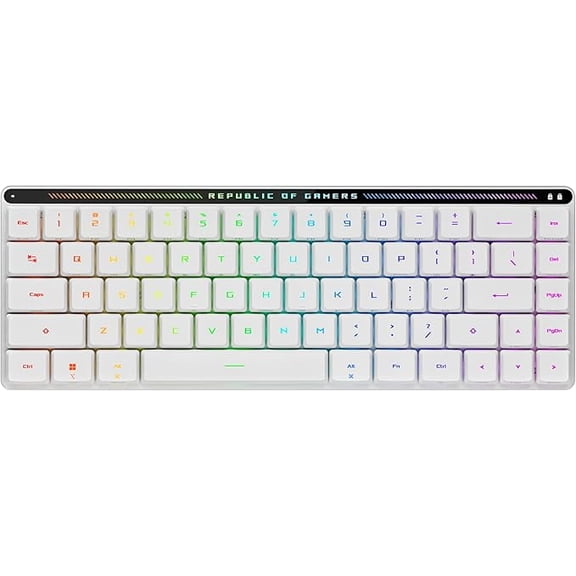 ASUS ROG Falchion RX Low Profile 65% Compact Wireless Gaming Keyboard, Pre-lubed ROG RX Blue Low-Profile Optical Switches, Tri-mode Connection, MacOS Support, ABS Keycaps, RGB-White