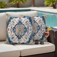 thumbnail image 6 of Pack of 2 Outdoor Pillow Covers,Waterproof Navy Blue Yellow Throw Pillow Covers,Boho Southwestern Ethnic Mexican Flowers Decorative Pillowcases Cushion Covers Couch Pillow Sham Protector 26x26 Inch, 6 of 8