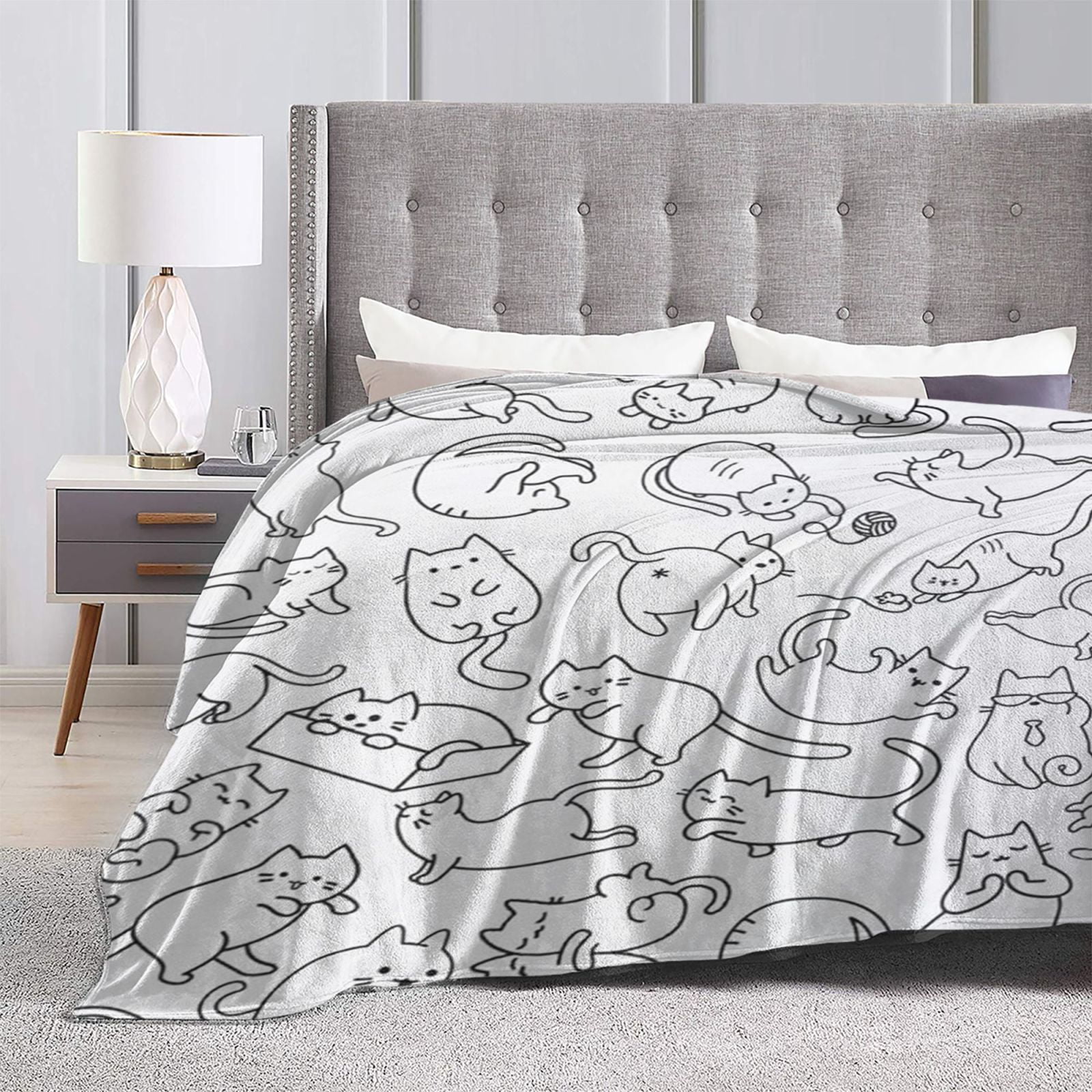 SPXUBZ Cute Cat Blanket Kawaii Flannel Throw Blanket for Cat Lovers Kids Adults Gifts All Season 50"X60"