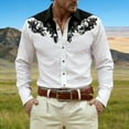 thumbnail image 2 of Mens Shirts Casual Western Cowboys Long Sleeve Top Carnival Festive Button Down Lapel Comfortable Shirt for Men Black XXL, 2 of 4