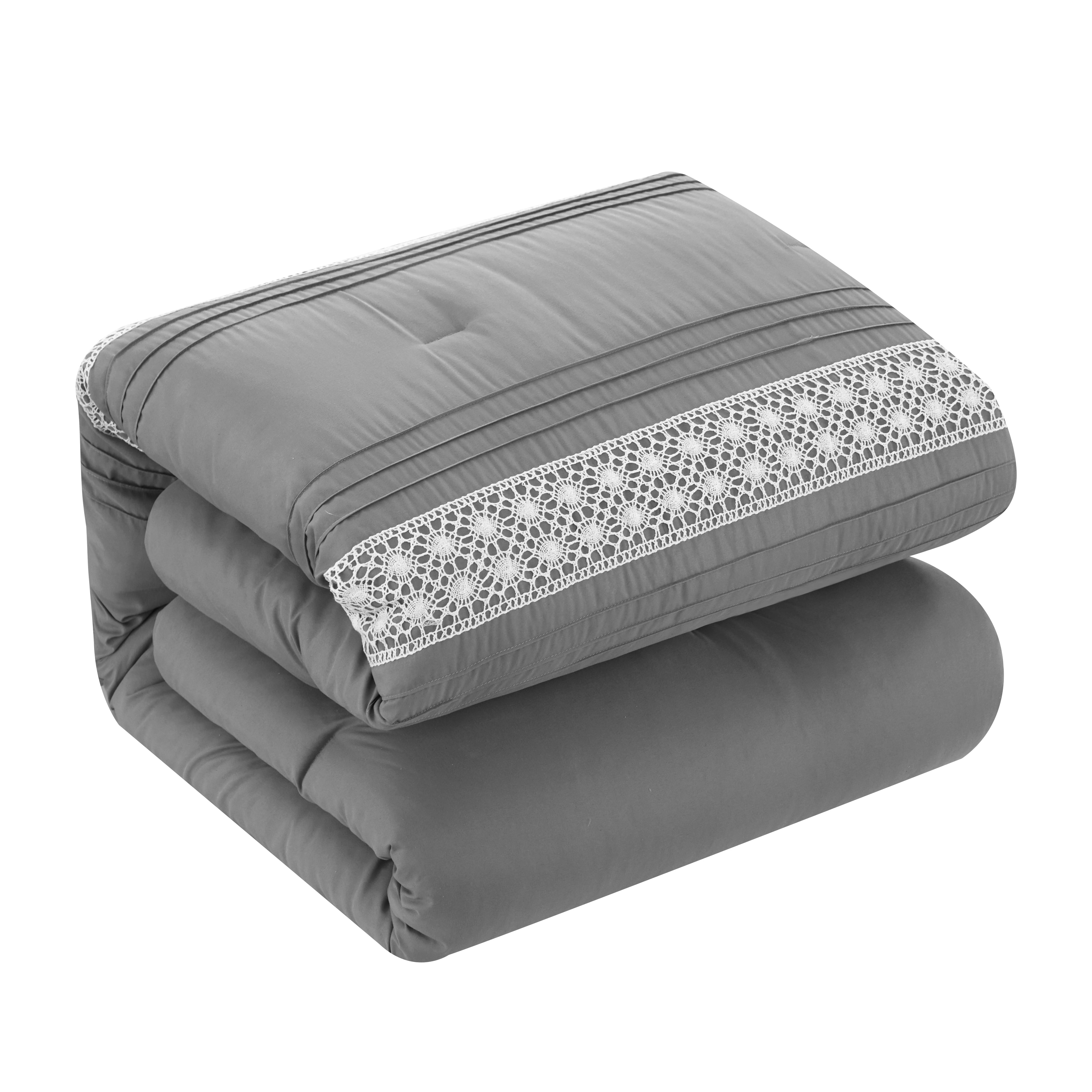 Chic Home Brye 9-Piece Embroidered Comforter Set, Queen, Gray