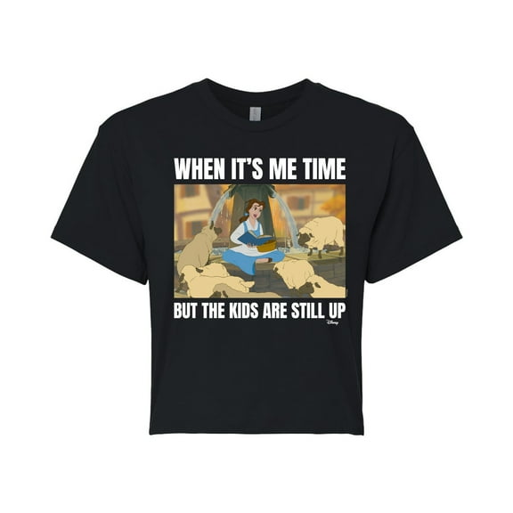 Disney - Belle Me Time Meme - Juniors Cropped Cotton Blend T-Shirt