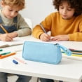 thumbnail image 6 of Oxford Pencil Pouch with Wrist Strap, 2 Compartments Solid Color Pencil Case for Office Desk Travel and Cosmetic Storage, 7.9 Inch, 6 of 8