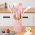 thumbnail image 3 of Juego de 12 utensilios de cocina de silicona, resistentes al calor, que no se doblan, no se derriten, fáciles de limpiar, aptos para lavavajillas, color rosa para utensilios de cocina antiadherentes, 3 of 8