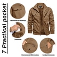 thumbnail image 4 of YUCOLEN Men's Winter Thick Fleece Lined Warm Jacket Casual Trucker Work Coat with Multi Pockets Zip Khaki L, 4 of 6