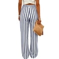 thumbnail image 4 of hlysgo Women's Striped Print Trousers Casual High Waist Fashion Pants Summer Loose Wide Leg Pant with Pockets Navy,L, 4 of 6