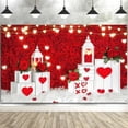 thumbnail image 2 of 8X6ft Valentine's Day Backdrop Red Loveheart Photography Backdrop, Valentine's Day Floral Backdrop Red Rose Photography Background, Valentines Day Banner Wedding Decor Photo Booth Props, 2 of 5