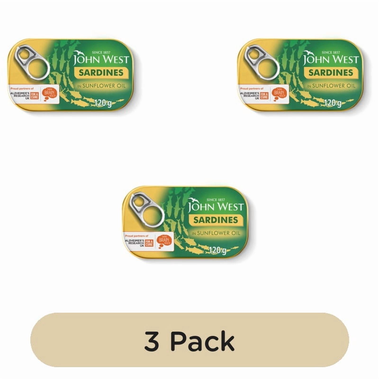 John West Sardines In Sunflower Oil 120g, British Import (Pack of 3)