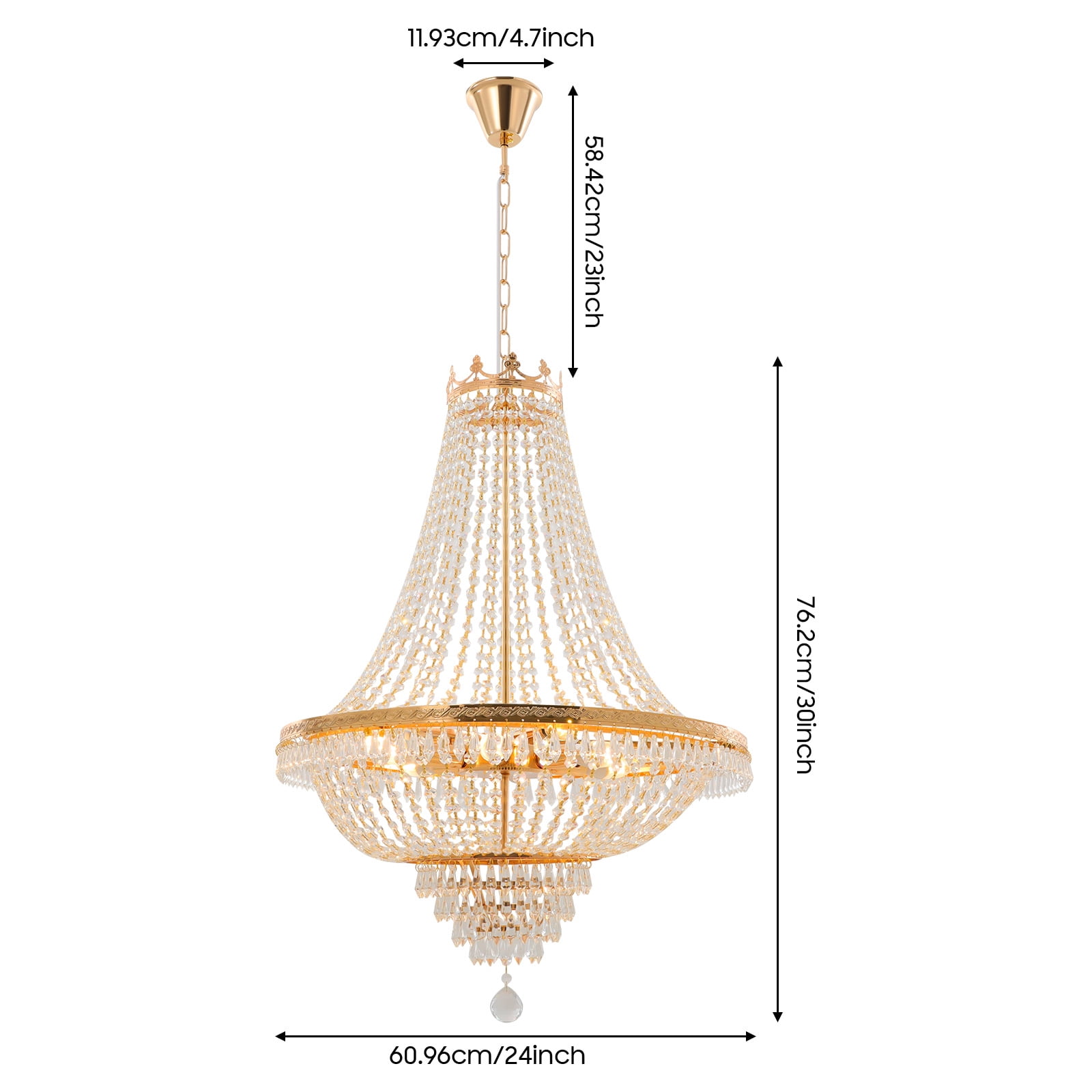 Vintage French Empire Chandelier Luxury Large Foyer Crystal Ceiling Light Height