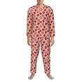 thumbnail image 3 of Fotbe Strawberries Pattern Long Sleeve Pajama Set for Men,Sleepwear Set,2-piece Loungewear Set,Soft PJs Comfy Nightwear with Pockets-Large, 3 of 7