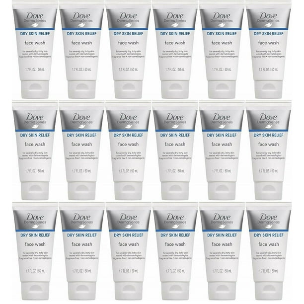 Dove Dermaseries Dry Skin Relief Face Wash, Travel Size 1.7 OZ (Pack of