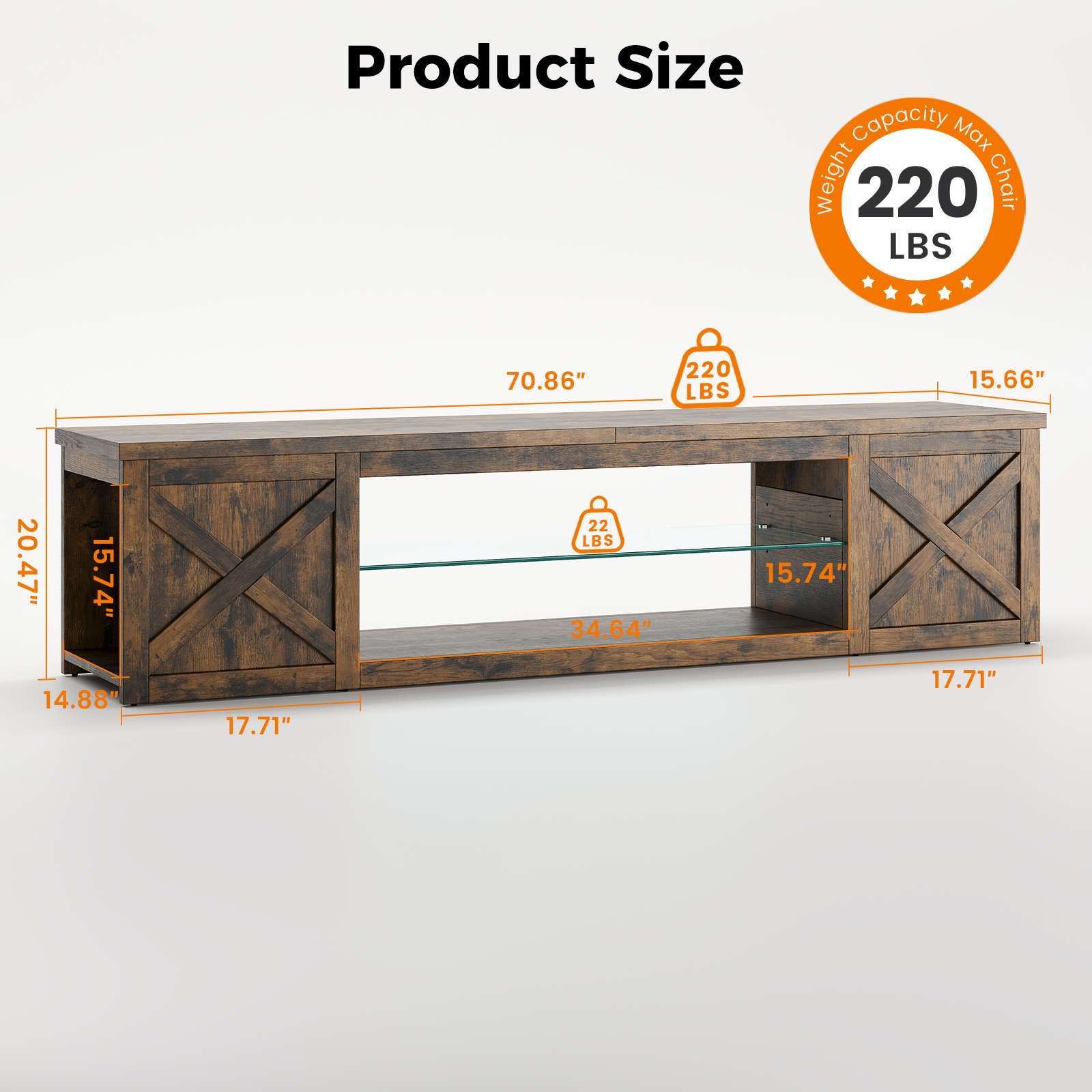 Homrelexa Farmhouse TV Stand for TVs up to 80 Inches photo 8