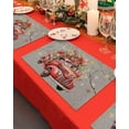 thumbnail image 4 of Christmas Placemats Set of 4 Truck Poinsettia Xmas Ball Christmas Placemats for Dining Table Snow Gray Table Mat Winter Holiday Home Party Kitchen Table Decorations, 4 of 6