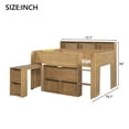 thumbnail image 2 of Harper & Bright Designs Full Size Low Loft Bed with Desk & Storage, Solid Wood Loft Bed with Portable Desk, Storage Bookshelves & LED Lights for Boys Girls, Walnut, 2 of 13