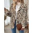 thumbnail image 4 of Leopard Print Fuzzy Outerwear Women'S Hooded Long Sleeves Fleece Jacket White L, 4 of 9