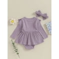 thumbnail image 4 of Bagilaanoe Newborn Baby Girl Rompers Dress Long Sleeve Bodysuit + Headband 3M 6M 9M 12M 18M Infant Fall A-line Dress, 4 of 9