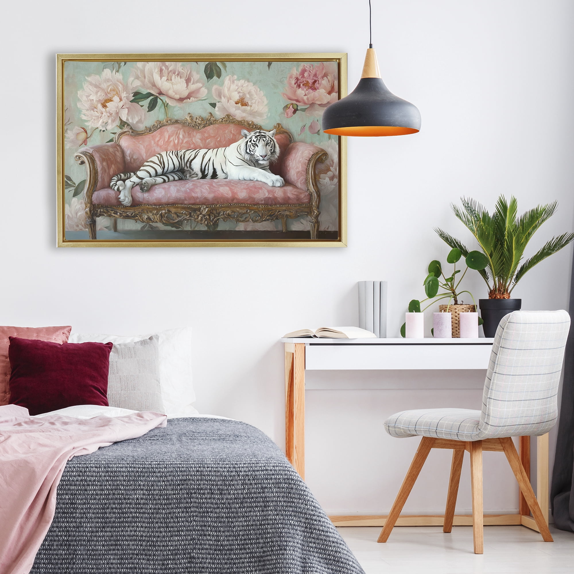 Stupell Industries Where The Tiger Dreams Gold Framed Floater Canvas Wall Art, design by Tina LeCour