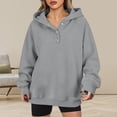 thumbnail image 3 of DISKEBUISS Women's Henley Button Pullover Hoodie Raglan Long Sleeve Fleece Sweatshirt with Pockets Casual Fall Winter Tops, 3 of 6