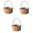 thumbnail image 1 of cesta de almacenamiento,Cesta de almacenamiento tejida a mano de ratán de mimbre natural,Caja de arreglo floral con decoración de lazo de encaje,Contenedor de almacenamiento Soportes para, 1 of 9