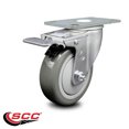 thumbnail image 2 of 4 Inch Gray Polyurethane Wheel Swivel Top Plate Caster with Total Lock Brake, 2 of 2