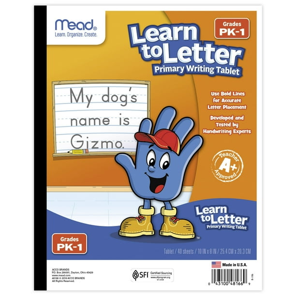Mead Learn to Letter Primary Writing Tablet, Grades PK1 (48166