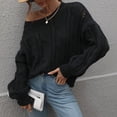 thumbnail image 4 of Gibobby Suéter casual mujer, Suéter de cuello redondo para mujer, casual, manga larga, color sólido, punto grueso, suéter suave(Negro,G), 4 of 5