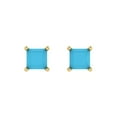 thumbnail image 3 of Clara Pucci 1.5Ct Turquoise Princess Cut VVS1 Push Back Stud 18k Solid hypoallergenic Gold Designer Earrings For December, 3 of 7