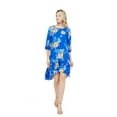 thumbnail image 3 of Women's Hawaiian 3/4 Sleeve Mermaid Ruffle Tunic Dress L Hibiscus Blue, 3 of 5
