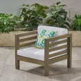 thumbnail image 4 of Euroco Outdoor Acacia Wood Club Chair with Waterproof Cushions, Mid-Century Modern Patio Lounge Chair for Backyard, Porch, or Garden, 4 of 9