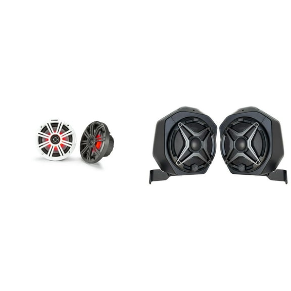 Kicker 45KM654L 6.5" LED Marine Speakers Bundled with Rear Speaker Pods Compatible with 2021-2025 Bronco 2-Door